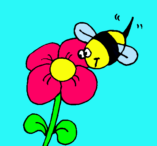 Dibujo Abeja y flor pintado por kary7