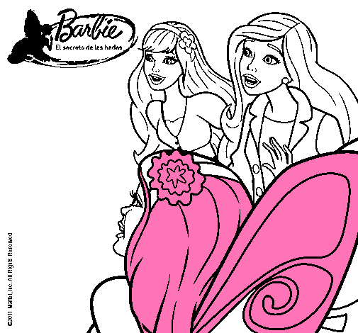 Dibujo Barbie y sus amigas sorprendidas pintado por mariabravo