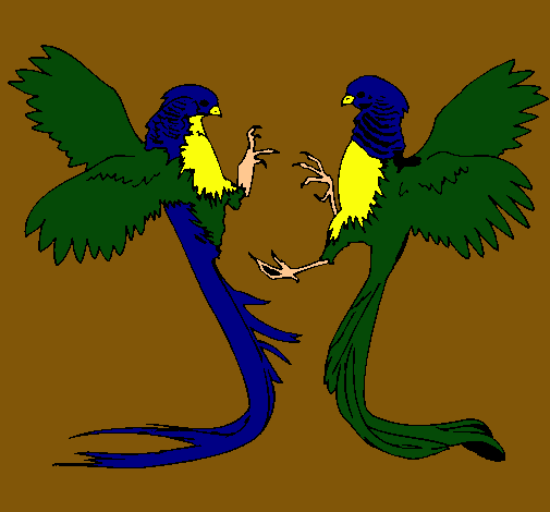 Dibujo Aves con largas colas pintado por ternu
