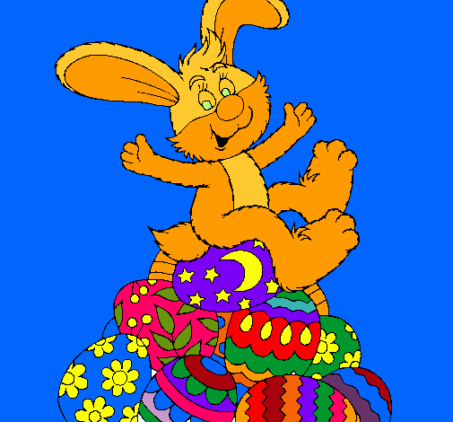 Dibujo Conejo de Pascua pintado por amalia