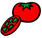 Dibujo Tomate pintado por preescolar