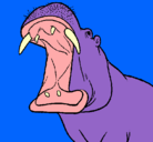 Dibujo Hipopótamo con la boca abierta pintado por ErSuso