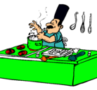 Dibujo Cocinero en la cocina pintado por avatar