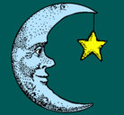 Dibujo Luna y estrella pintado por  ferchito