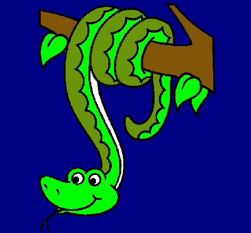 Dibujo Serpiente colgada de un árbol pintado por Bowser