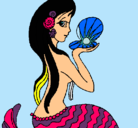 Dibujo Sirena y perla pintado por Cleito