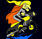 Dibujo Bruja en moto pintado por romine