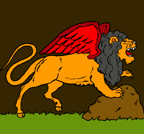 Dibujo León alado pintado por ErSuso