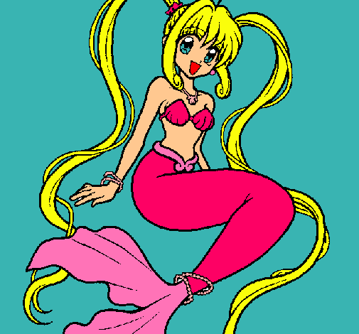 Dibujo Sirena con perlas pintado por martuky