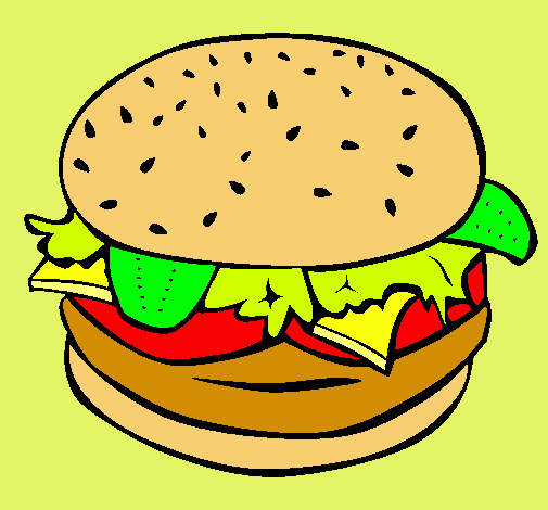 Dibujo Hamburguesa completa pintado por Loren