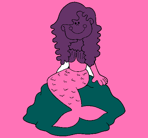 Dibujo Sirena sentada en una roca pintado por tiareee