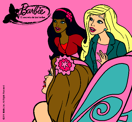 Dibujo Barbie y sus amigas sorprendidas pintado por maiaparis