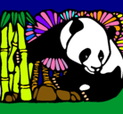 Dibujo Oso panda y bambú pintado por luciagonzalez