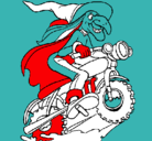 Dibujo Bruja en moto pintado por amer