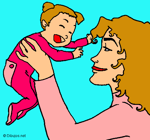 Dibujo Madre con su bebe pintado por agata