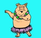 Dibujo Cerdo hawaiano pintado por chanchito
