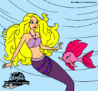Dibujo Barbie sirena con su amiga pez pintado por jazmille