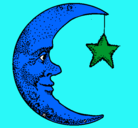 Dibujo Luna y estrella pintado por AIHNOA