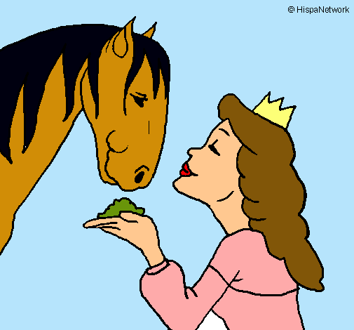 Dibujo Princesa y caballo pintado por martina10Dulce