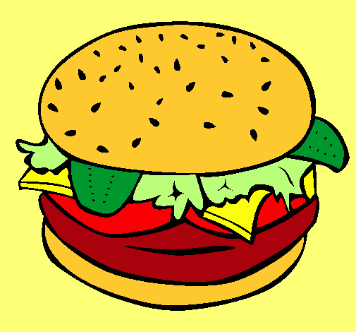 Dibujo Hamburguesa completa pintado por mauri