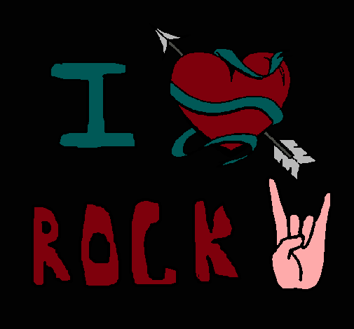 Dibujo I love rock pintado por eduard