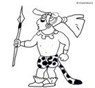 Dibujo Guerrero con lanza pintado por mayas 