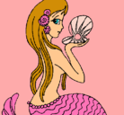 Dibujo Sirena y perla pintado por salome
