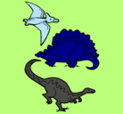 Dibujo Tres clases de dinosaurios pintado por mwmwmwmwmwmw