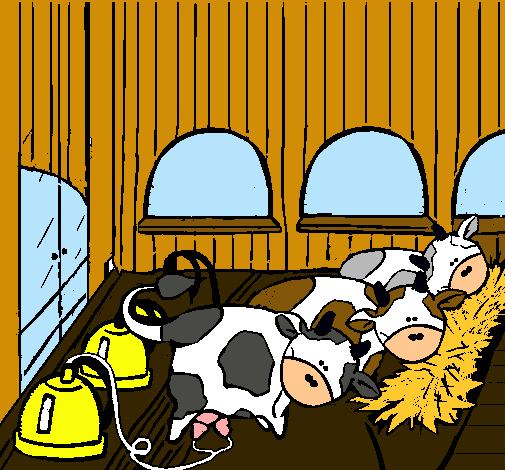 Dibujo Vacas en el establo pintado por Ediley