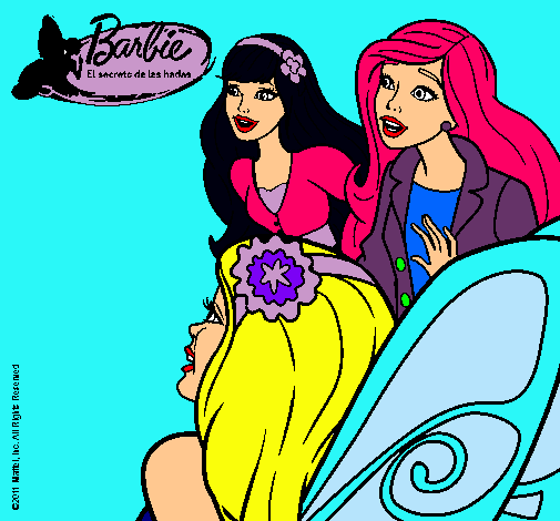 Dibujo Barbie y sus amigas sorprendidas pintado por azuleta