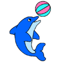 Dibujo Delfín jugando con una pelota pintado por delfin