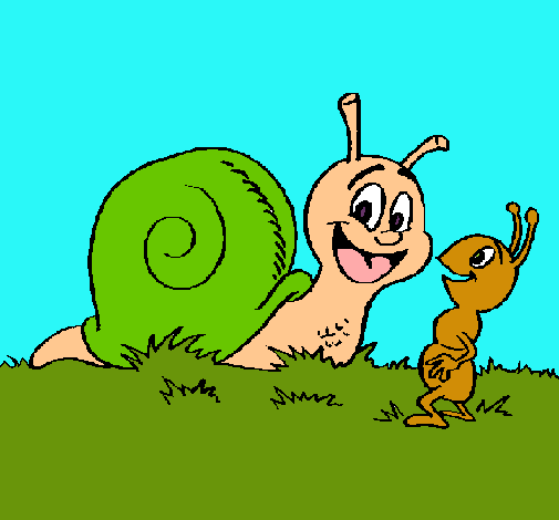 Dibujo Caracol y hormiguita pintado por ndrea