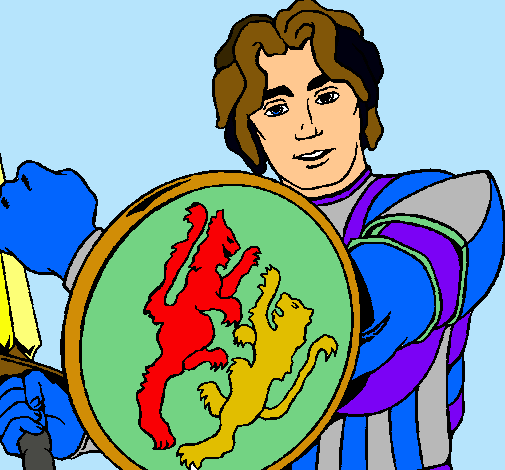 Dibujo Caballero con escudo de león pintado por codigolyok