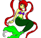 Dibujo Sirena con perlas pintado por color