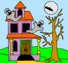 Dibujo Casa fantansma pintado por leila