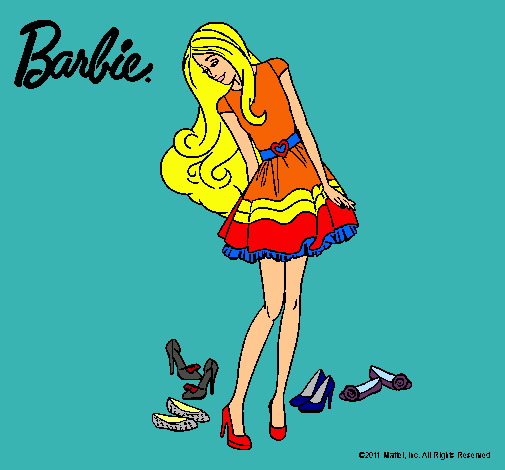 Dibujo Barbie y su colección de zapatos pintado por Valu001