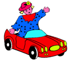 Dibujo Muñeca en coche descapotable pintado por anderson