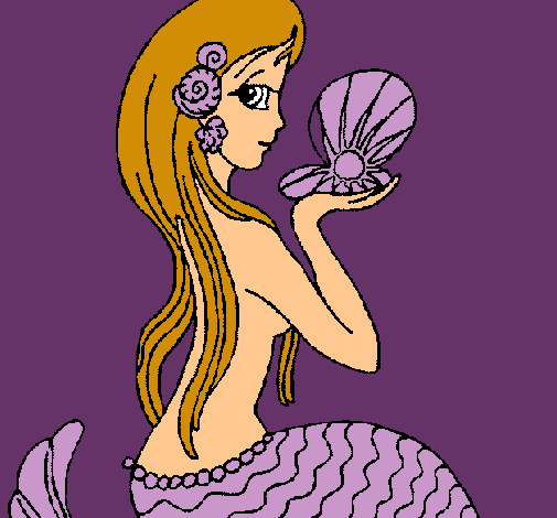 Dibujo Sirena y perla pintado por esthe
