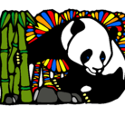 Dibujo Oso panda y bambú pintado por RAMBO