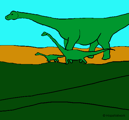Dibujo Familia de Braquiosaurios pintado por javixu