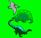 Dibujo Tres clases de dinosaurios pintado por jhojan