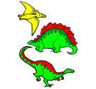 Dibujo Tres clases de dinosaurios pintado por lalito