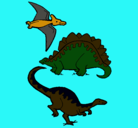 Dibujo Tres clases de dinosaurios pintado por Leafar