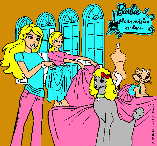 Dibujo Barbie y su amiga mirando ropa pintado por lanuvk