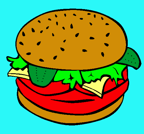 Dibujo Hamburguesa completa pintado por fripop