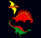 Dibujo Tres clases de dinosaurios pintado por LORENZO03