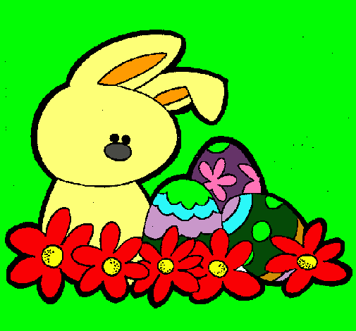 Dibujo Conejito de pascua pintado por Manases