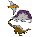 Dibujo Tres clases de dinosaurios pintado por nachiinn