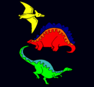 Dibujo Tres clases de dinosaurios pintado por nelson