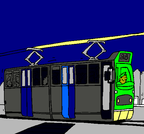 Dibujo Tranvía con pasajeros pintado por codigolyok